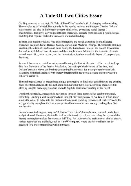 a tale of two cities summary essay|A Tale of Two Cities: Sample A+ Essay .